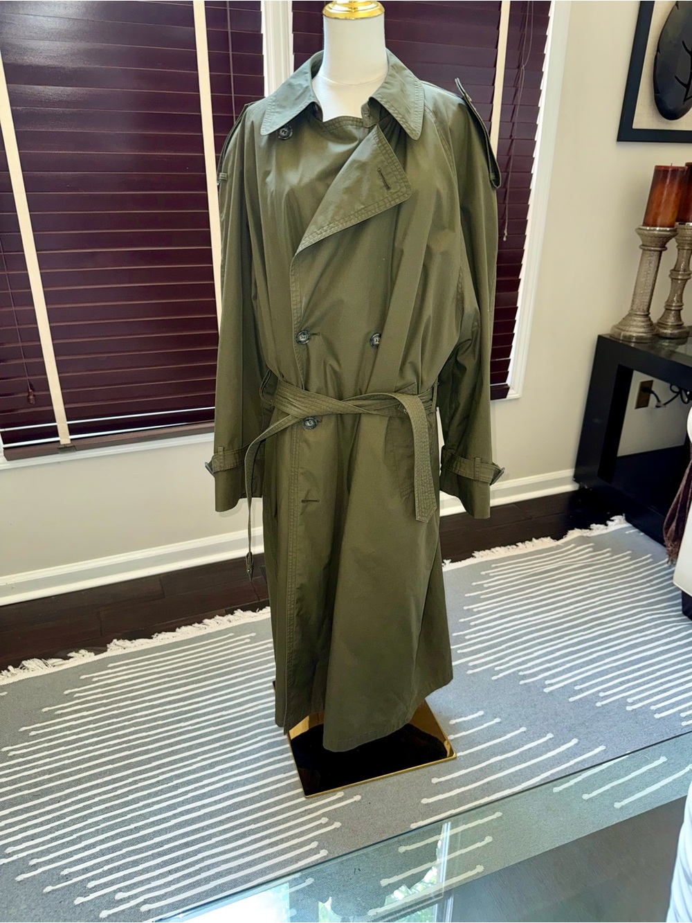 London Fog Olive Trench Coat for Men